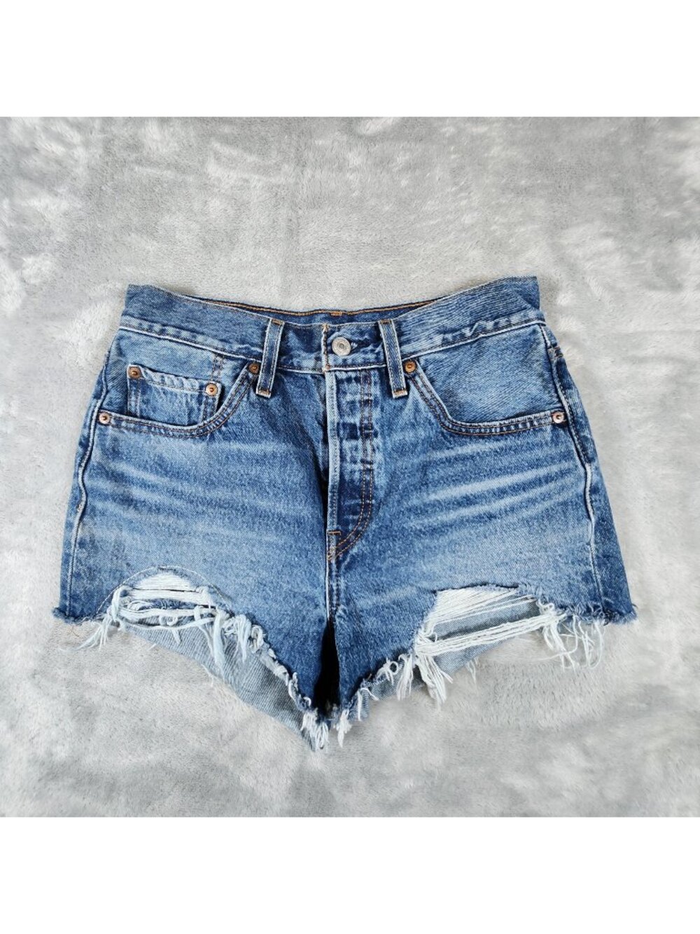 Levis 501 Cut Off Daisy Duke Shorts 27 Button Fly Distressed Festival Cowgirl